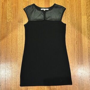 Studio M Black Dress with Textured Faux Leather Shoulder Detail Size Small